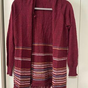 Pink Rose Maroon Striped Cardigan